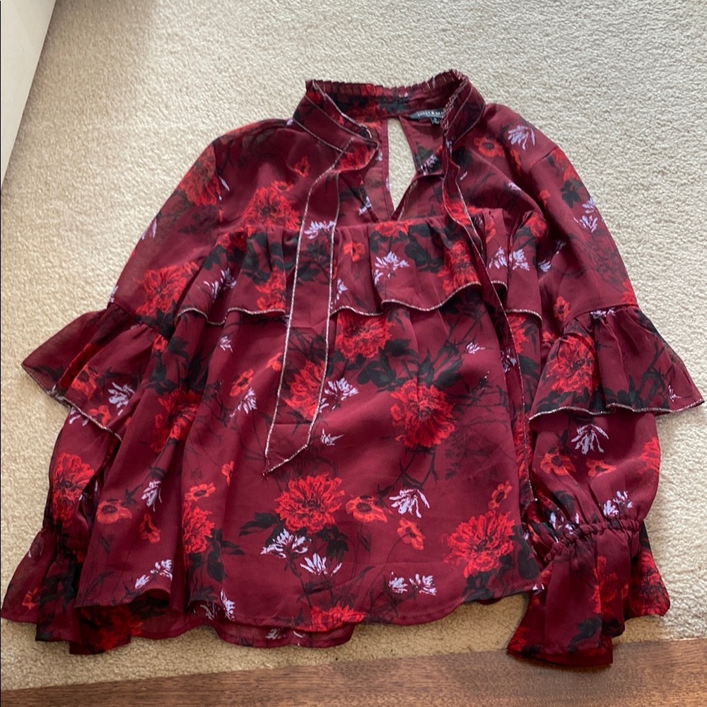 Lucky Brand Red Floral Blouse